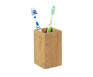 Relaxdays Lot de 3 gobelets brosse à dents bambou