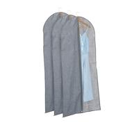 Relaxdays Lot de 3 Housses à vêtements, avec Fermeture éclair, 135 x 58 cm, protège-Costumes, Robes, Gris - Transparent