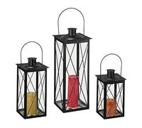 relaxdays Lanternes noires en lot de 3