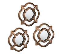 Relaxdays Lot de 3 miroirs, Design Vintage, HxL : 25,5 x 25,5 cm, Salon, Chambre, décoration, doré - Noir