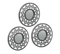 Relaxdays Lot de 3 miroirs, forme ronde avec ornements, diamètre : 25 cm, intérieur, décoration, vintage, argenté - gris
