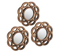 Relaxdays Lot de 3 miroirs, Forme Ronde avec Ornements, diamètre de 25 cm, intérieur, entrée, décoration, doré - Noir