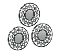 Relaxdays Lot de 3 miroirs, Forme Ronde avec Ornements, diamètre : 25 cm, intérieur, décoration, Vintage, argenté - Gris