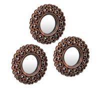 Relaxdays Lot de 3 miroirs, décoration Style Baroque, Salon, entrée, diamètre : 25 cm, Cadre en Plastique, Bronze - Noir