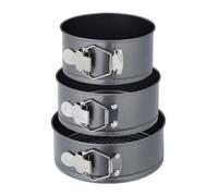 Relaxdays Lot moules à charnière, 3 Plats Ronds, diamètre:14, 16, 18 cm, Acier Inoxydable, antiadhésifs, Anthracite