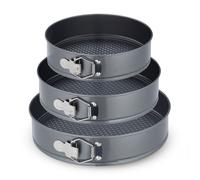 Relaxdays Lot moules à charnière, 3 Plats Ronds, diamètre de 24, 26, 28 cm, Acier Inoxydable, antiadhésifs, Anthracite