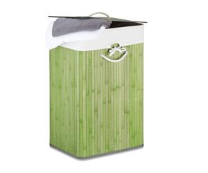 Relaxdays Lot de 3 paniers à linge bambou vert