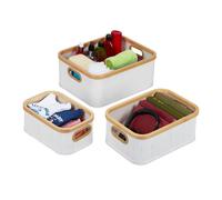 Relaxdays Lot de 3 paniers de rangement en bambou