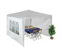 Relaxdays Paroi latérale pour tonnelle, Lot de 3, imperméable, Fermetures autoagrippantes, avec fenêtre, 2x3 m, Blanc