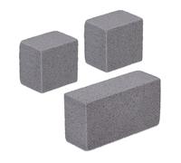 Relaxdays Lot de 3 pierres ponces, accessoires pour barbecue, four, 2 tailles, réutilisables, efficaces, briques, gris