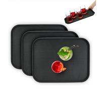 Relaxdays Lot de 3 Plateaux de Service, antidérapants, rectangulaires, pour la Restauration, LxP : 46 x 35 cm, Noir