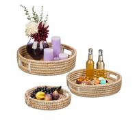 Relaxdays Lot de 3 plateaux ronds