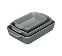 Relaxdays Lot de 3 plats à four en céramique gris