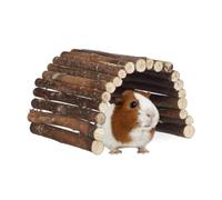 Relaxdays Pont en Bois Rongeur, Lot de 3, Tunnel pour Cage, Hamsters, Peut être plié, Bois de Chima, HLP 2x29x17cm, Nature