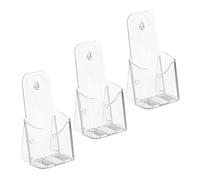 Relaxdays Lot de 3 Porte-brochures, à Poser & accrocher, Format DIN Long, HxLxP : 19,5 x 11 x 8,5 cm, Transparent