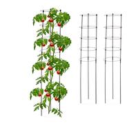 Relaxdays Tuteur à tomates, Lot de 3, 5 Anneaux, HxD : 150 x 28 cm, pour Plantes Utilitaires, métal & Plastique, Noir