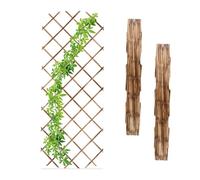 Relaxdays Tuteur à tomates, en lot Pratique de 3, Extensible, Bois de Sapin, pour Le Mur, 180 x 90 cm, flambé