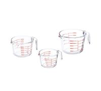Relaxdays Lot de 3 Verres mesureurs, Carafe graduée 250 ML, 500 ML, 1 L, résistant Chaleur et Micro-Ondes, Transparent