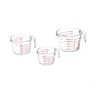 Relaxdays Lot de 3 Verres mesureurs, Carafe graduée 250 ML, 500 ML, 1 L, résistant Chaleur et Micro-Ondes, Transparent