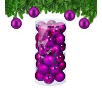 Relaxdays Boule de Noël, lot Pratique de 30, en Plastique Robuste, pour décorer Le Sapin, D : 6 cm, Violette