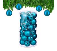Relaxdays Boule de Noël, lot Pratique de 30, en Plastique Robuste, pour décorer Le Sapin, D : 6 cm, Bleu Cyan