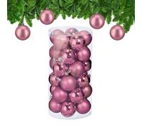Relaxdays Boule de Noël, lot Pratique de 30, en Plastique Robuste, pour décorer Le Sapin, D : 6 cm, Rose