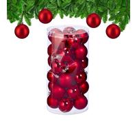 Relaxdays Boule de Noël, lot Pratique de 30, en Plastique Robuste, pour décorer Le Sapin, D : 6 cm, Rouge