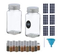 Relaxdays Lot de 36 pots à épices avec entonnoir verres à condiments avec étiquettes 120 ml verre transparent