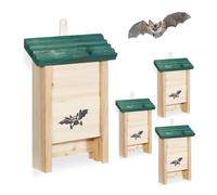 Relaxdays Lot de 4 abris chauves-souris
