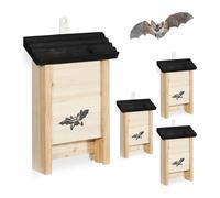 Relaxdays Lot de 4 abris chauves-souris