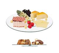 Relaxdays Lot de 4 Assiettes de Service, Plateau tournant, Assiette présentation Verre pâtisserie, 360°, 45 cm, Transparent/Argent