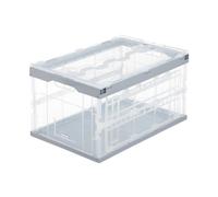 Relaxdays Boîte Pliable, Lot de 4, Couvercle, Caisse de Rangement Plastique Coffre Transport 60 litres 31,5 x 59,5 x 39,5 cm, Vert