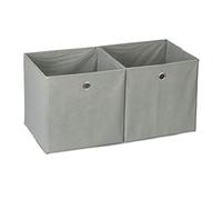 Relaxdays Lot de 4 boîtes de rangement en tissu carré pour étagère - 30 x 30 x 30 cm - Gris
