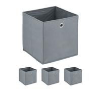 Relaxdays Lot de 4 boîtes de rangement grises