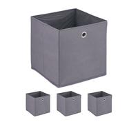 Relaxdays Lot de 4 boîtes de rangement grises