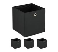 Relaxdays Boîtes de Rangement, Lot de 4, Pliables, H x L x P : 30 x 30 x 30 cm, œillet, caisses Pliables, Noir
