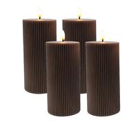 Relaxdays Lot de 4 Bougies LED Cire véritable Flamme vacillante 18 x 7,5 cm café