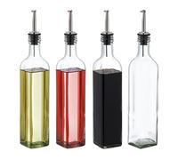 Relaxdays Lot de 4 Bouteilles avec Bec doseur, pour Huile et vinaigre, pour la Cuisine, 500 ML, en Verre, Transparent