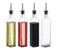 Relaxdays Lot de 4 Bouteilles avec Bec doseur, pour Huile et vinaigre, pour la Cuisine, 500 ML, en Verre, Transparent