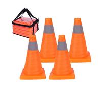 Relaxdays cônes de signalisation Pliables, Bandes réfléchissantes, 30 x 19 x 19 cm, Orange et Argent