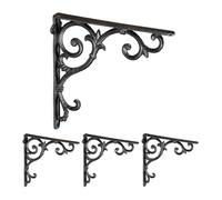 Relaxdays Lot de 4 équerres pour étagères, en Fonte, Design Rustique, H x L x P : 24,5 x 4 x 24,5 cm chacune, Noir
