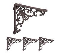 Relaxdays Lot Pratique de 4 équerres pour étagères, en Fonte, Design Antique, HLP : 21,5 x 4 x 21,5 cm chacune, Marron