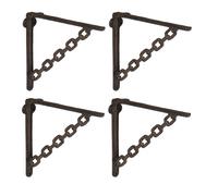 Relaxdays Lot de 4 équerres pour étagères, en Fonte, Design Charmant, H x L x P : 18,5 x 4 x 22 cm chacune, Marron