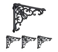 Relaxdays Lot Pratique de 4 équerres pour étagères, en Fonte, Design Antique, HLP : 21,5 x 4 x 21,5 cm chacune, Noir