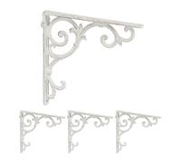 Relaxdays Lot de 4 équerres pour étagères, en Fonte, Design Rustique, H x L x P : 24,5 x 4 x 24,5 cm chacune, Blanc