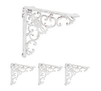 Relaxdays Lot Pratique de 4 équerres pour étagères, en Fonte, Design Antique, HLP : 21,5 x 4 x 21,5 cm chacune, Blanc