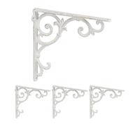 Relaxdays Équerres pour étagères Lot de 4 en fonte Design rustique 24,5 x 4 x 24,5 cm Blanc