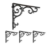 Relaxdays Lot de 4 équerres pour étagères, en Fonte, Design Rustique, H x L x P : 24,5 x 4 x 24,5 cm chacune, Noir