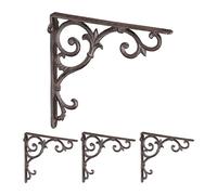 Relaxdays Lot de 4 équerres pour étagères, en Fonte, Design Rustique, H x L x P : 24,5 x 4 x 24,5 cm chacune, Marron