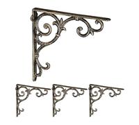 Relaxdays Lot de 4 équerres pour étagères, en Fonte, Design Rustique, H x L x P : 24,5 x 4 x 24,5 cm chacune, Bronze